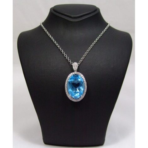Brillantcollier mit Blautopas 750 WG – 0093